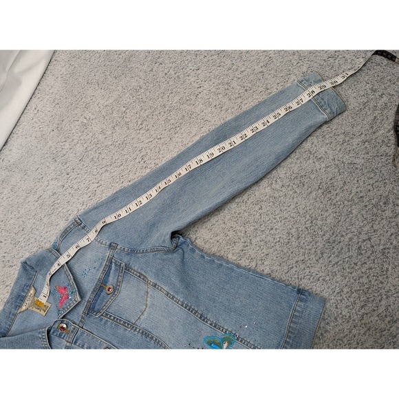 Arizona Denim Jacket Women's Size 18.5 XL Rhinestone Butterfly Embroidered Y2K - Picture 9 of 14